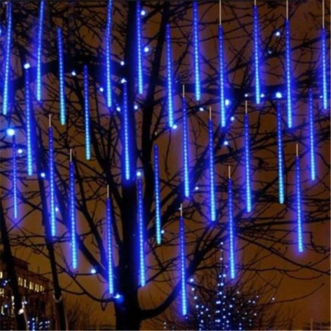 Guirlande pluie météores LED 8 tubes 30 cm – Bleu – Décoration extérieure Noël – Lumineux (1/4)