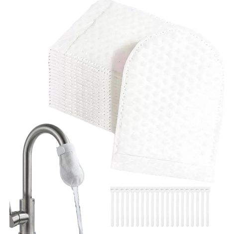 Sac Filtrant En Coton Pour Robinet - Lot De 50 Pièces Avec Sangle Anti-Éclaboussures Universel,sac filtrant en coton sur robinet,Pour Salle De Bain, Jardinage, Arrosage, Dortoir, Hôtel, Restaurant (1/5)
