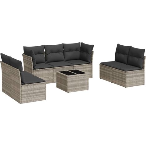 Maison Exclusive - Set Divano da Giardino 8pz con Cuscini Grigio Chiaro Polyrattan (1/3)