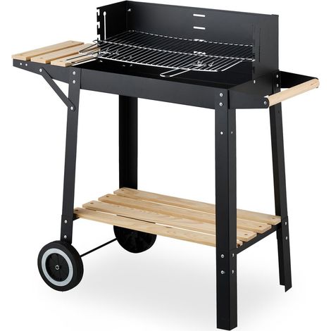 Barbecue a Carbone Sebastian 87x42x82 cm con Griglia in Acciaio Inox e Coperchio Nero (1/5)