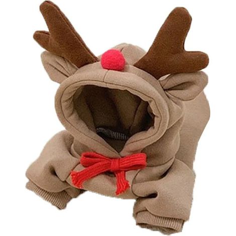 Déguisements de Noël pour chiens, manteau d'hiver pour animaux, tenue de Père Noël et de renne pour chiot, sweat à capuche chaud, combinaison - Taille L (1/5)