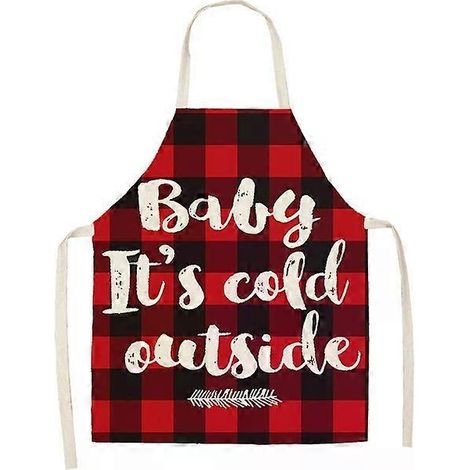 Ensemble de 2 tabliers de ménage en coton et lin à carreaux de Noël, 47 x 38 cm, WQ-001305
