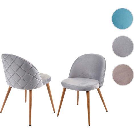 2x chaise de salle à manger HWC-D53, fauteuil, style rétro années 50, en velours - bleu turquoise (1/5)