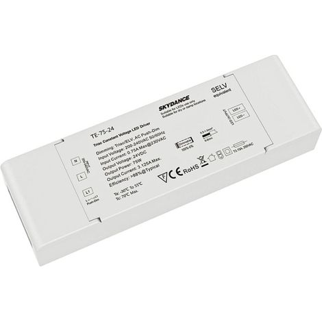 Alimentatore Dimmerabile CV 24V 75W Triac + Pulsante N.O. Varialuce Su 220V Per Striscia Led 24V TE-75-24