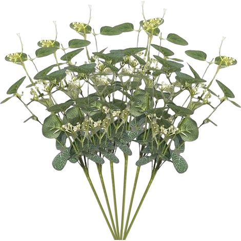 Feuilles d'eucalyptus artificielles avec baies, fausse tige de verdure pour bricolage de bouquets de fleurs, arrangements de Table (1/5)