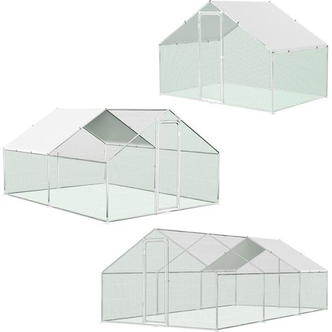 Jiubiaz Enclos poulailler parc grillagé 3x2x2m, pour poulets animaul, avec serrure de sécurité et tissu PE imperméable (1/5)