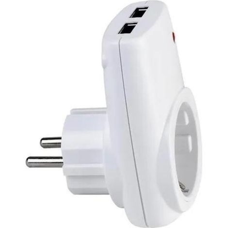 Chargeur prise HOROZ ELECTRIC – 16A + 2 USB – Blanc (1/2)