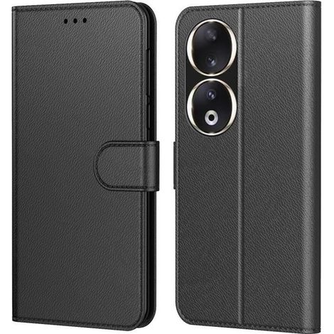 Coque Pour HONOR 90 5G, Pochette Etui Housse Cuir à Clapet avec Fermeture Magnétique et Multifonction Noir - New&Teck-Ywey (1/5)