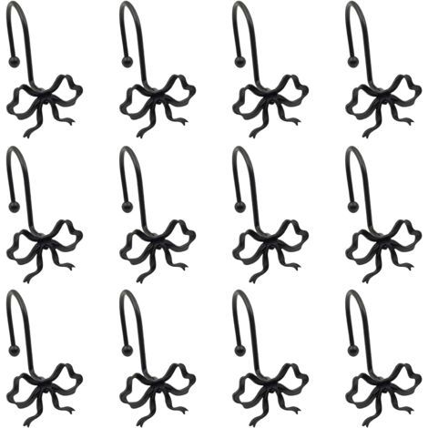 Lot de 12 Crochet Rideau Douche, Crochet de Tringle à Rideaux, Anneaux Rideaux, Crochets Métalliques Décoratifs pour Rideau de Douche, Design Nœud 3D, Anti-Rouille et Résistant à l'Humidité (1/5)