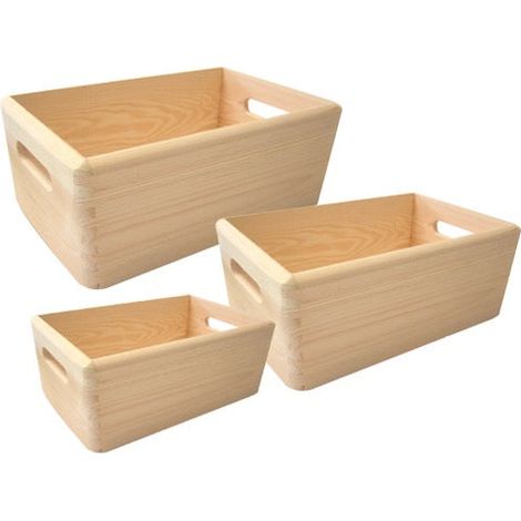 Set 3 Cassette portatutto in legno di abete massello Alberiamo