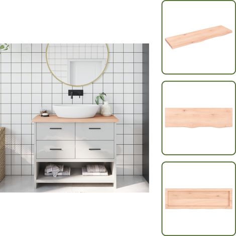 The Living Store Waschtischplatte 100x30x(2-4) cm Massivholz Unbehandelt - Waschtischplatte - Eiche - Holzarbeitsplatte - Badrenovierung - Massivholz (1/5)