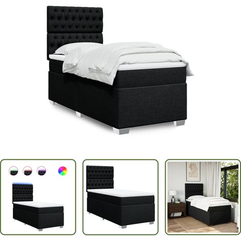 Matelas à ressorts ensachés - Sommier à lattes de lit avec matelas Noir 100x200 cm Tissu (1/5)
