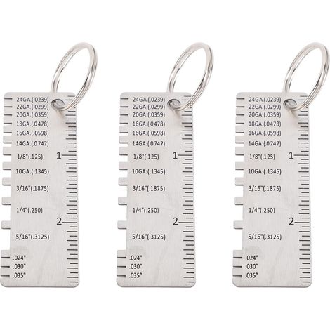 Medidor de espesor de chapa metálica, 3 piezas de acero inoxidable, medidor de soldadura, inspección portátil (1/5)