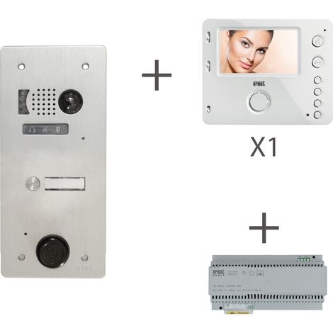 Kit vidéo préprogrammé 2VOICE platine et moniteurs 1 rangée 1 bouton URMET KV83/101 (1/2)