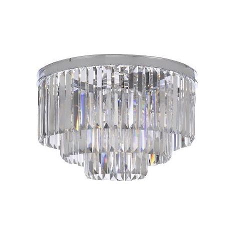 Plafonnier rond en cristal Hereford Fall Chrome 50 cm chromé (1/2)