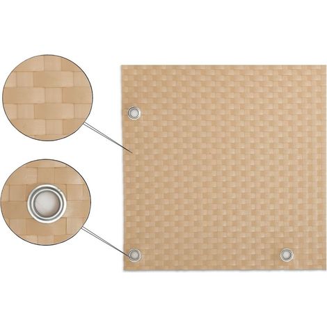 Panel de Ratán para Balcón o Valla (Beige) 100x300 cm