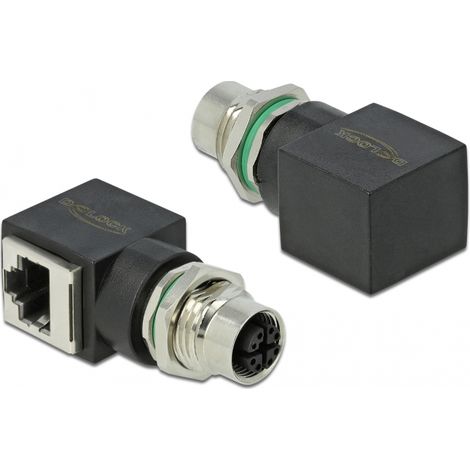 Delock Adaptador de red M12 8 pines X-codificado hembra a RJ45 hembra