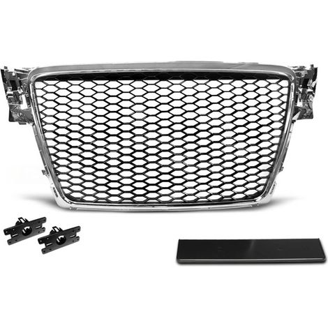 Calandre pour Audi A4 /S4 B8 de 2008 a 2011 look Sport chrome et noir-27318003
