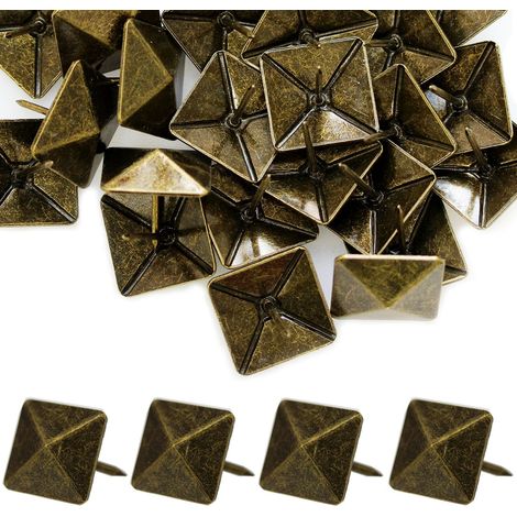 BEBUSINGOTO 30 clavos cuadrados para tapicería, resistentes, de 30 x 30 mm, de bronce, decorativos, estilo retro, para muebles, sofás, sillones, camas y sillas, estilo vintage. (1/5)