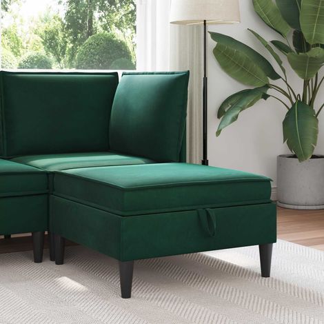 Taburete de Sofá con Almacenamiento Verde oscuro Terciopelo