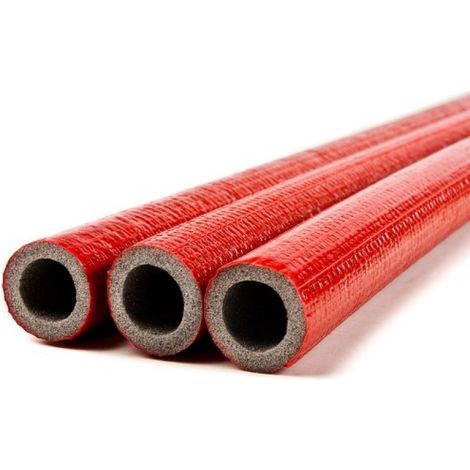 Funda de espuma para tuberías, roja, diámetro 35 mm, espesor 6 mm, rollo de 10 m (1/2)