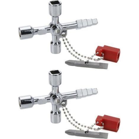 4-way cross wrench, 4-in-1 zinc alloy triangular/square wrench, multi-functional utility wrench, 2 pieces (1/4)