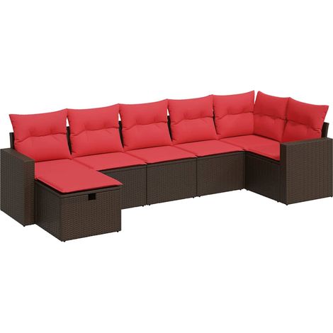 vidaXL Set Divani da Giardino 7 pz con Cuscini Marrone in Polyrattan (1/5)