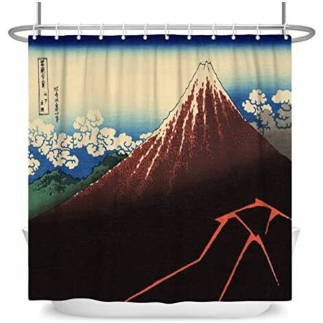 180x180cm Japonais Mont Fuji Paysage Rideau de Douche Ukiyo-e Orient Traditionnel Ethnique Anime Japon Art pour Salle de Bains Polyester avec Crochets (1/4)