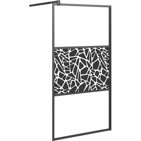 Maison Exclusive - Parete Doccia Walk in 100x195 cm Vetro ESG Design Pietre Nero (1/5)