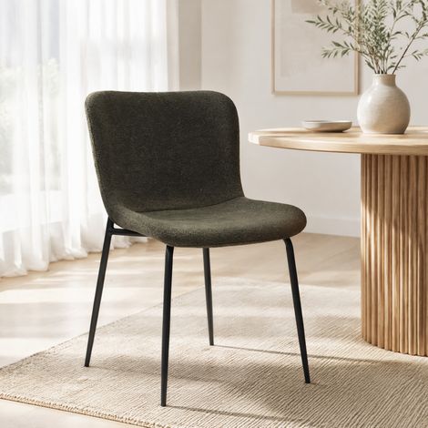 Silla de comedor de tejido y metal, respaldo alto redondeado, juego de 2, verde HAVRYA (1/5)