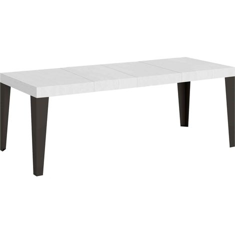 Table Extensible 160/420X90 Cm Flame Premium Frêne Blanc Avec Pieds Anthracite (1/5)