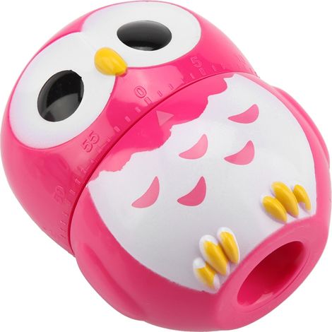 Minuteur de cuisine manuel en forme de hibou mignon, horloge mécanique pour la cuisine à domicile (rose) (1/5)