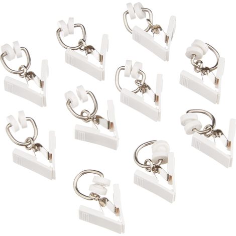 Anneau Coulissant avec Pince en Plastique pour Rails, 20 Pièces, Blanc (1/4)