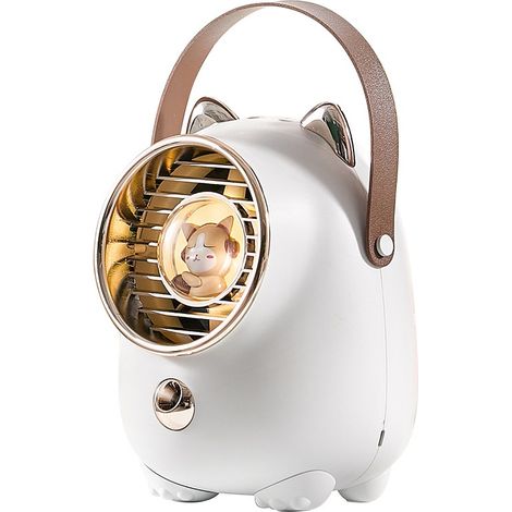 Ventilateur portable blanc aromathérapie anti-moustique brumisateur USB humidificateur bureau chambre maison 20x16x15 cm été confort (1/5)