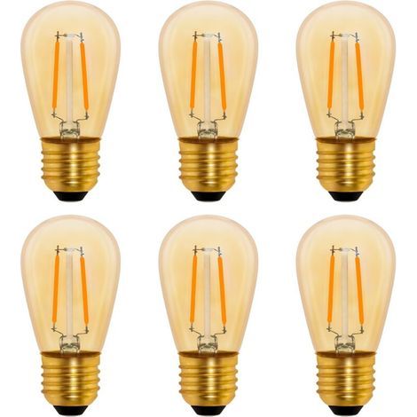 S14 Ampoule LED à Filament Vintage E27, 1W Amber Edison Remplacement 10W Incandescence, Non Dimmable, Blanc Chaud 2200K, AC 220V, Lot de 6 (1/5)
