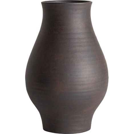 Vase Nohae noir en céramique style Art Déco - Noir mat profond avec nuances subtilement brunâtres (1/2)