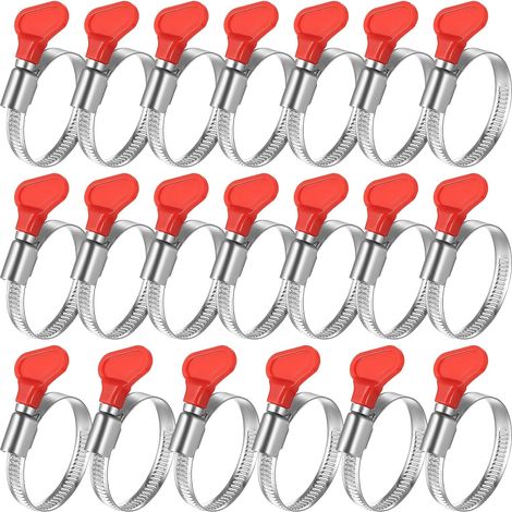 20 Pièces Collier de Serrage Inox, Collier Serrage Réglable 32-44mm, Colliers de Serrage pour Tuyaux, Collier de Serrage Métallique, Collier Durite À Écrou Papillon pour Tuyau de Piscine Gaz (1/5)