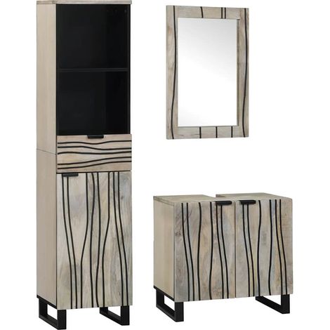 Badezimmermöbel-Set mit Schubladen 3 pcs Weiß Holzwerkstoff