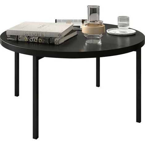 Mesa de centro Providence 178, Negro, 45x0x0cm, Diámetro: 80, Aglomerado laminado, Redonda