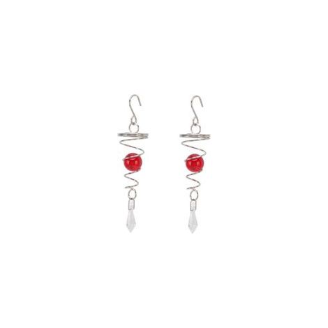 Lot de 2 carillons éoliens en spirale rouge avec stabilisateur en acier inoxydable pour extérieur. (1/5)