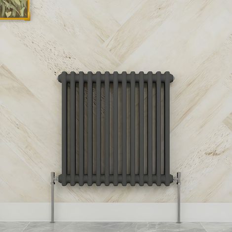 SKY Bathroom 600x605mm 2 Column Radiator Horizontal Anthracite Traditional Column Radiator