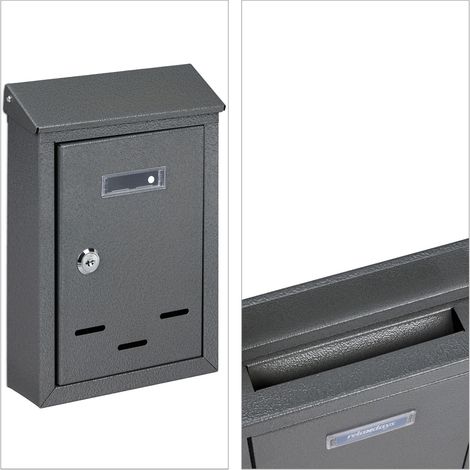 Boîte aux lettres murale vintage compacte 26,5 x 19 x 6,5 cm avec serrure sécurisée en fer gris (1/5)