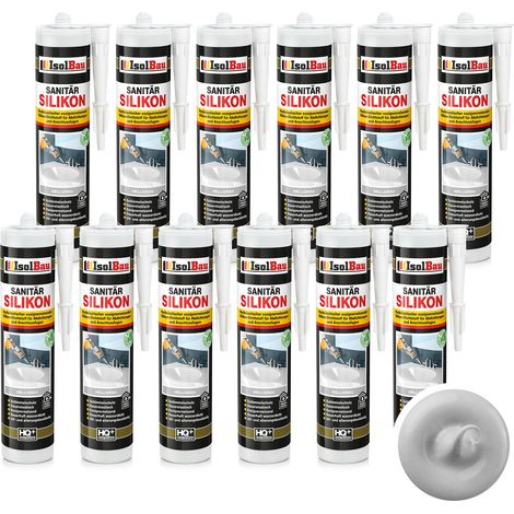 IsolBau Silicone Sanitario Grigio Chiaro Sanitär Silikon 12 x 300ml (1/5)