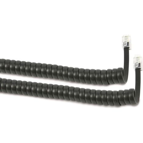 Telefonhörer-Spiralkabel, schwarz, ausziehbar bis 2m