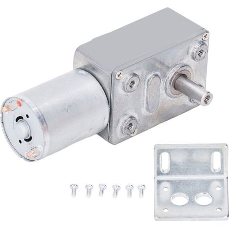 Moteur à Engrenage Réducteur Vis Sans Fin 12V DC 2W, Rotation Réglable CW/CCW, Couple Élevé et Auto-blocage, 0-300 RPM (1/5)