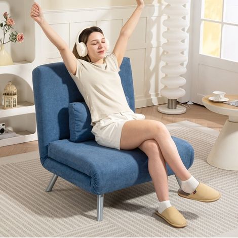 Schlafsessel mit Bettfunktion 190 cm klappbar Metall OKMYHOME (1/4)