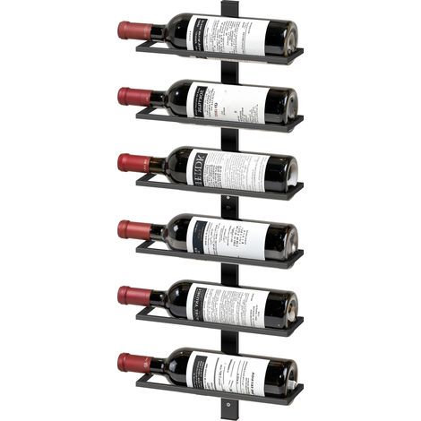 HOMCOM Portabottiglie da Parete per 6 Bottiglie di Vino, Nero (1/5)