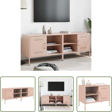 Meuble tv rose - Meubles TV 2 pcs rose 68x39x50,5 cm acier (1/5)