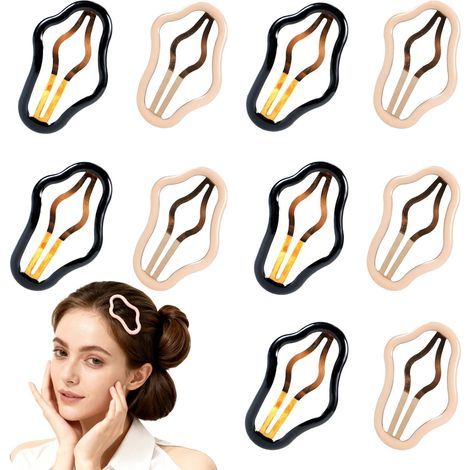 Set mit 10 rutschfesten Haarspangen aus Metall (6,9 cm) – Schwarz und Rosa – Trendige Haaraccessoires für Damen (1/5)