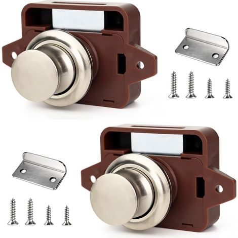 2PCS Bouton Poussoir Serrure,Bouton Poussoir Loquet Marron Nickel Perlé Bouton Poussoir Loquet Argent,15-18mm Poussoirs Camping Car,Serrure à Poussoir Loquet Bouton,pour Tiroirs,Camping-cars,Yachts (1/5)